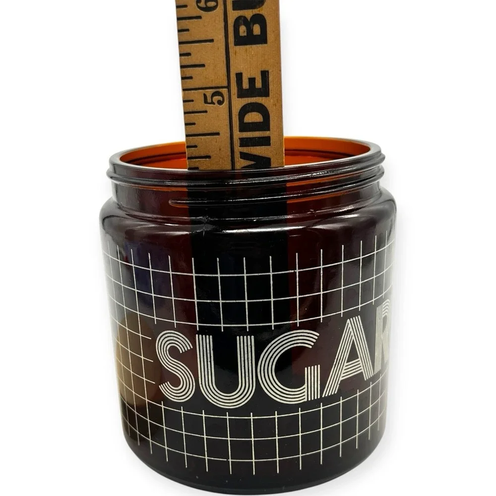 Vtg 1970s Grid Pattern Sugar CLP England Brown Glass Canister England UK Mod